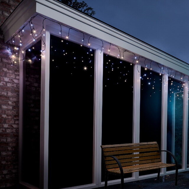 Светодиодная гирлянда Бахрома 7.5*0.5 м, 175 теплых/холодных белых LED ламп, контроллер, черный ПВХ, IP44 Kaemingk (Кейминг)