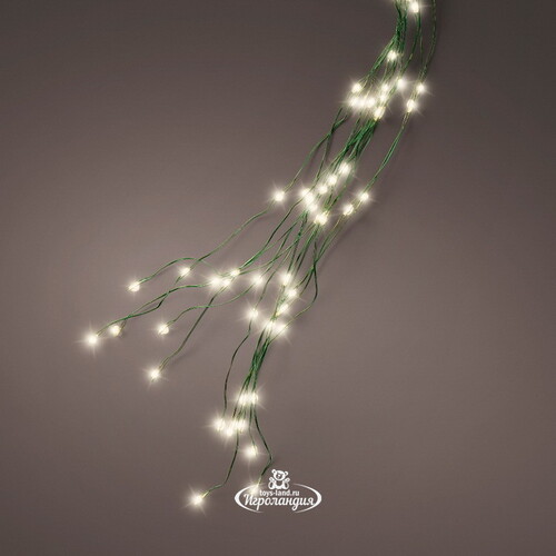 Гирлянда на елку 210 см Лучи Росы, 16 нитей, 672 теплых белых микро LED ламп с мерцанием, зеленая проволока, IP44 Kaemingk