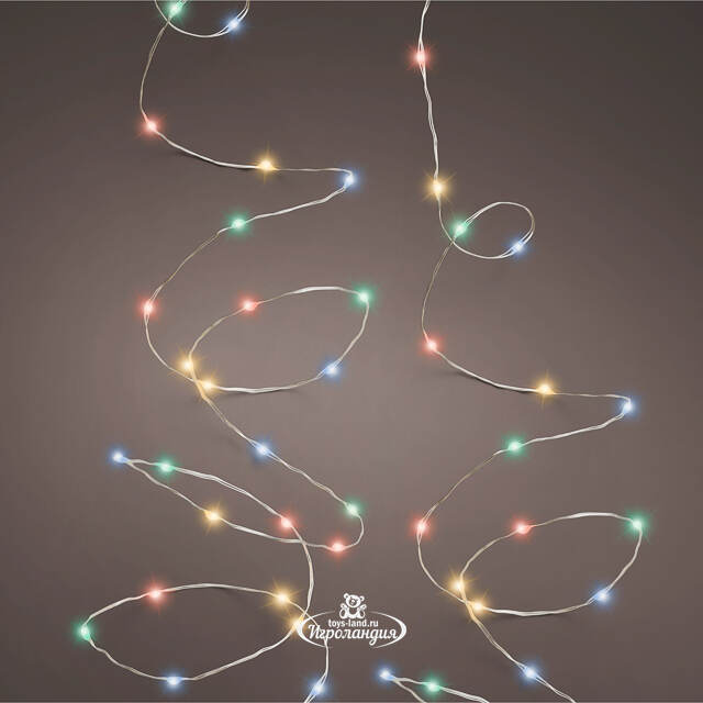 Светодиодная гирлянда Роса Italiano 6 м, 120 зеленых/красных/желтых микро LED, золотая проволока, контроллер, IP44 Kaemingk