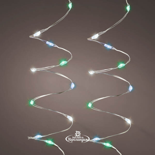 Светодиодная гирлянда Роса Italiano 6 м, 120 зеленых/белых/голубых микро LED, серебряная проволока, контроллер, IP44 Kaemingk