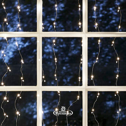 Гирлянда штора Роса 1.9*2 м, 400 теплых белых микро LED ламп, серебряная проволока, IP44 Kaemingk