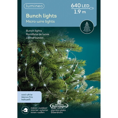 Гирлянда на елку 120-180 см Лучи Росы, 32 нити, 640 холодных белых микро LED ламп, серебряная проволока, IP44 Kaemingk