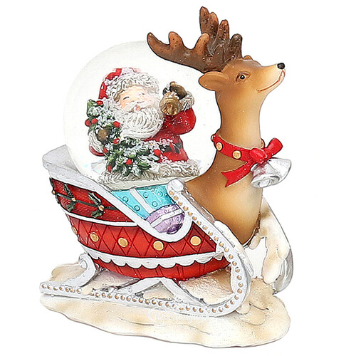 Стеклянный шар со снегом Рождественские Сани с Санта Клаусом 9*8 см Sigro