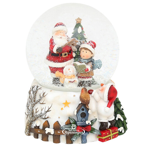 Музыкальный снежный шар Санта и Юные певцы, 15*12 см Sigro