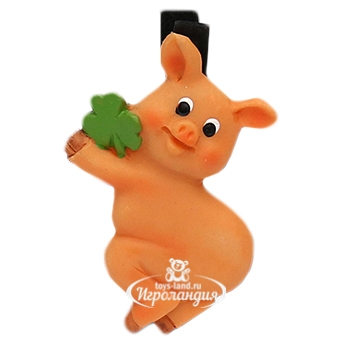 Декоративная прищепка Счастливая Свинка с клевером 6*3 см Sigro