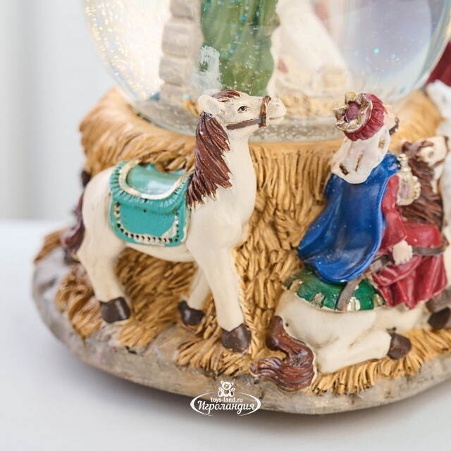 Музыкальный снежный шар Рождественский вертеп 16 см, заводной механизм Sigro (Сигро)