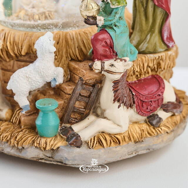 Музыкальный снежный шар Рождественский вертеп 16 см, заводной механизм Sigro (Сигро)