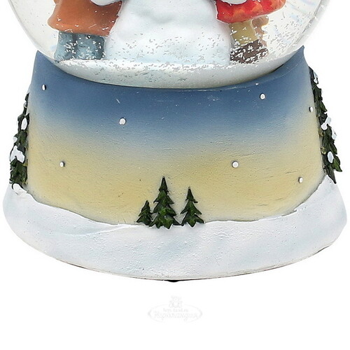 Музыкальный снежный шар Снеговик Персивальд с малышами 15*11 см Sigro