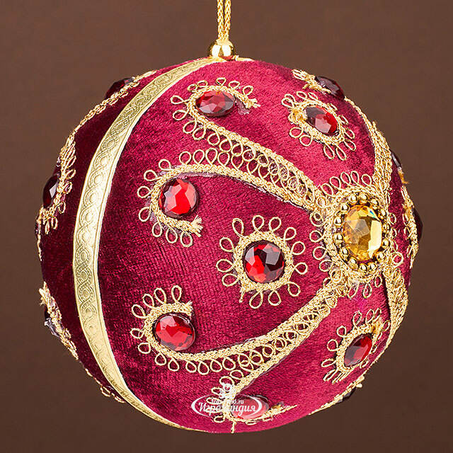 Винтажный елочный шар Vallea-Makena 10 см бургунди Winter Deco