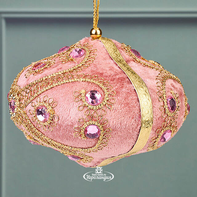 Винтажная елочная игрушка Луковка Bernate - Ticino 11 см розовая Winter Deco