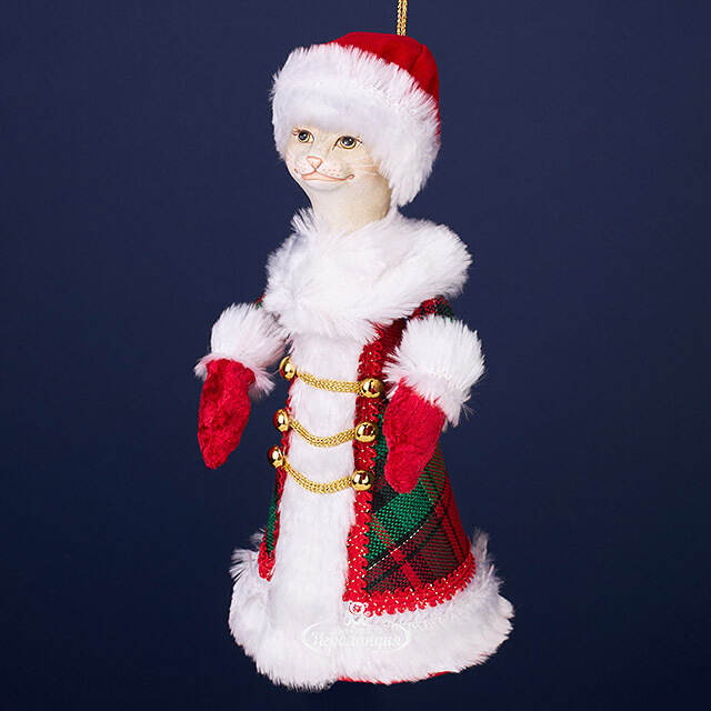 Елочная игрушка Кошка Рисби в костюме Снегурочки 29 см Winter Deco