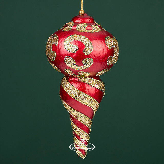 Елочная игрушка Сосулька Veneziano 20 см красная Winter Deco