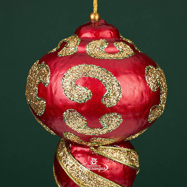 Елочная игрушка Сосулька Veneziano 20 см красная Winter Deco