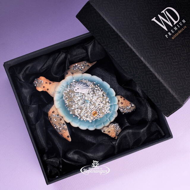 Стеклянная елочная игрушка Черепаха Изадора 13 см Winter Deco