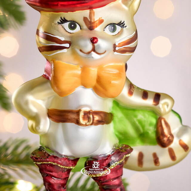Елочная игрушка Кот в Сапогах 14 см в подарочной коробке, стекло Winter Deco