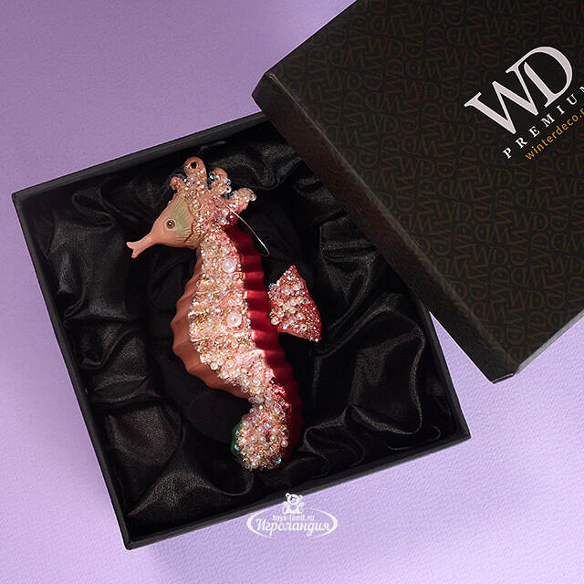 Елочная игрушка Морской Конек Розелли 13 см в подарочной коробке, стекло Winter Deco