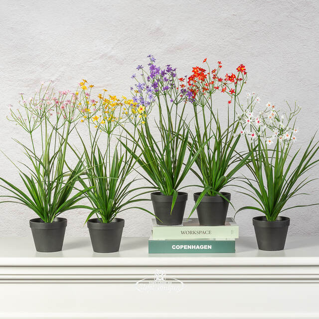 Искусственный цветок в горшке Таллинум 38 см белый Summer Deco