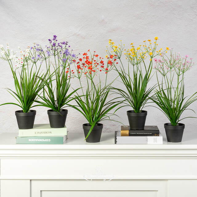 Искусственный цветок в горшке Таллинум 51 см желтый Summer Deco