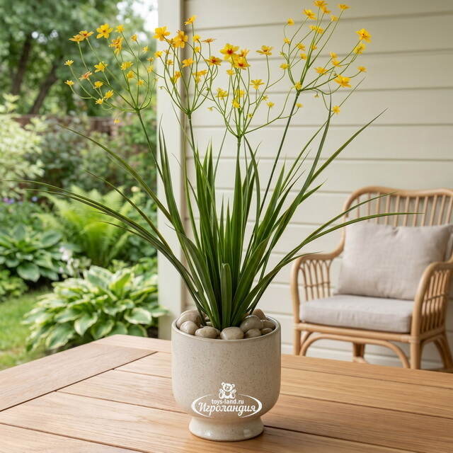 Искусственный цветок в горшке Таллинум 51 см желтый Summer Deco
