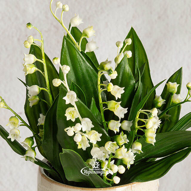 Искусственный цветок в горшке Ландыш - Подарок Весны 23 см Summer Deco
