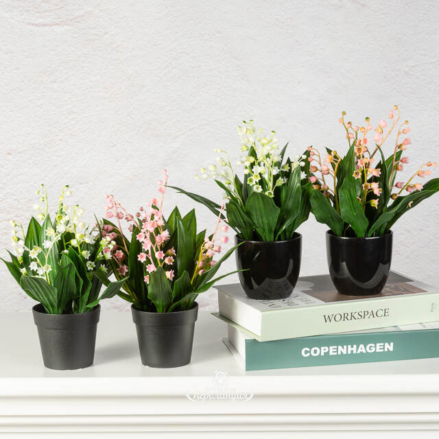 Искусственный цветок в горшке Ландыш - Mirandola 23 см Summer Deco