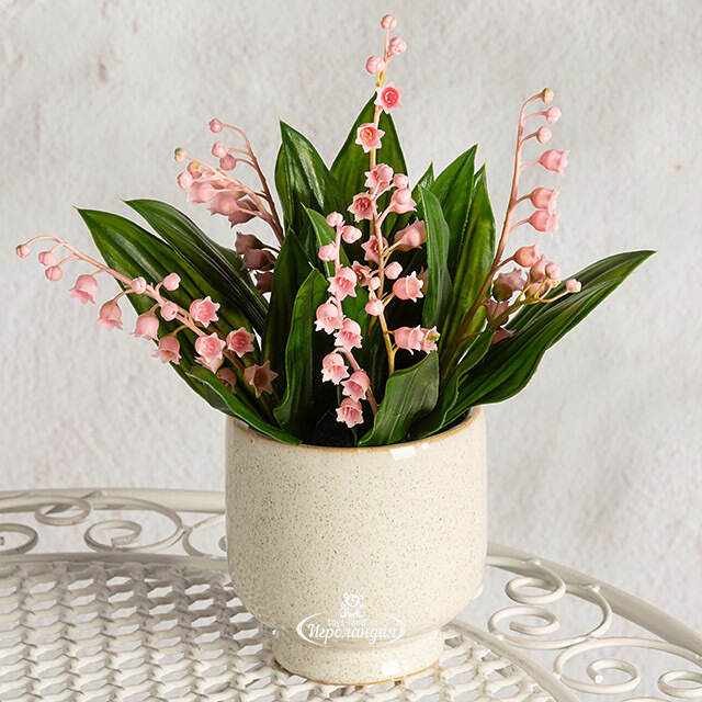 Искусственный цветок в горшке Ландыш - Романтическая Весна 23 см Summer Deco