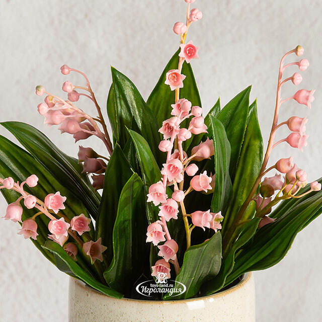 Искусственный цветок в горшке Ландыш - Романтическая Весна 23 см Summer Deco