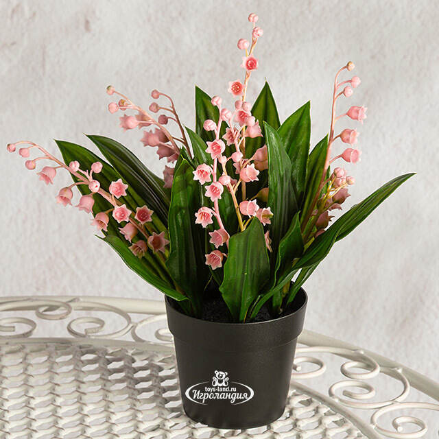 Искусственный цветок в горшке Ландыш - Романтическая Весна 23 см Summer Deco