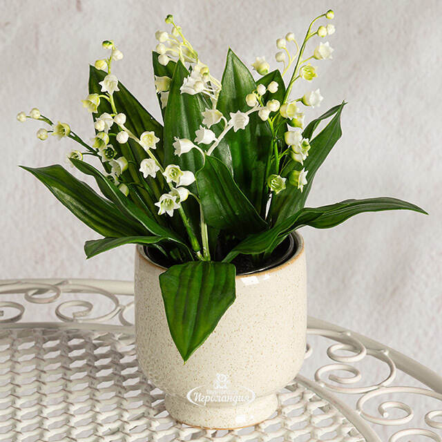 Искусственный цветок в горшке Ландыш - Mirandola 23 см Summer Deco