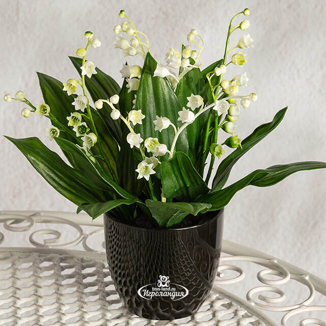 Искусственный цветок в горшке Ландыш - Mirandola 23 см Summer Deco