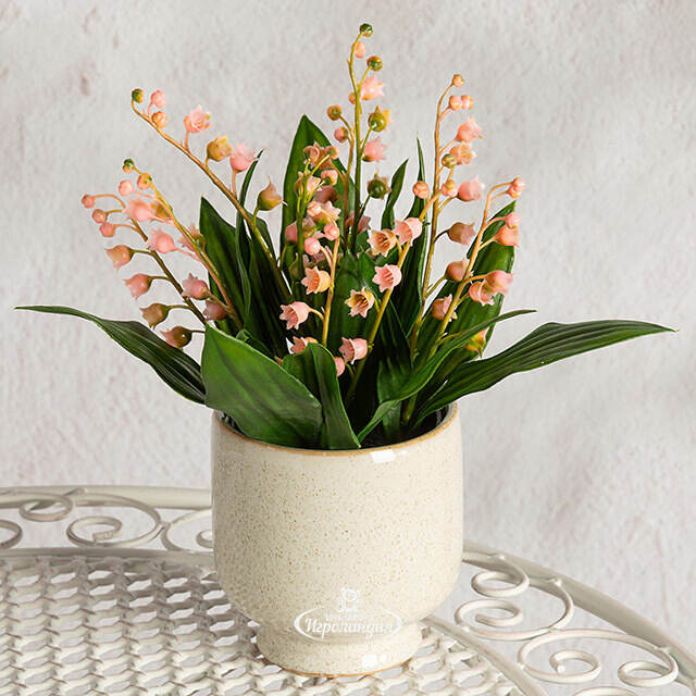 Искусственный цветок в горшке Ландыш - Molinella 23 см Summer Deco