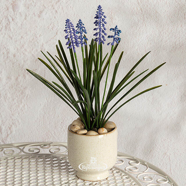 Искусственный цветок в горшке Мускари - Подарок Лета 33 см Summer Deco