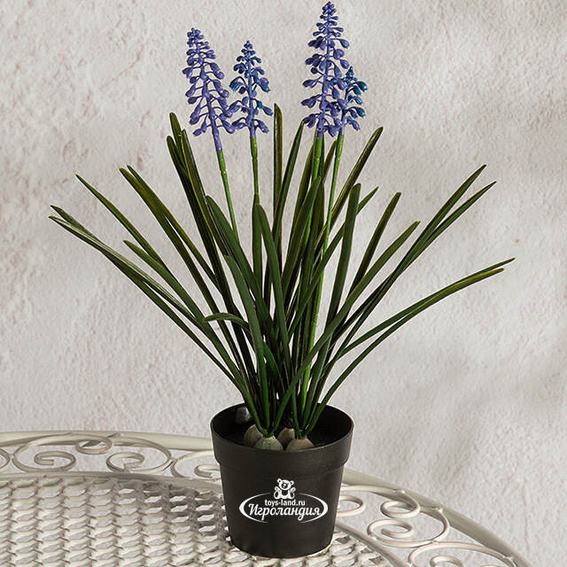 Искусственный цветок в горшке Мускари - Подарок Лета 33 см Summer Deco