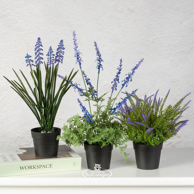 Искусственный цветок в горшке Мускари - Подарок Лета 33 см Summer Deco