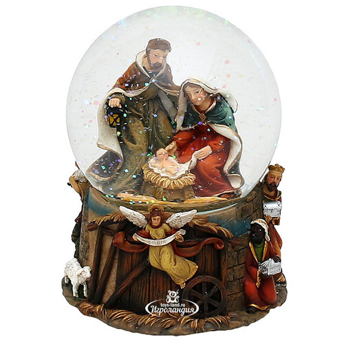 Музыкальный снежный шар Рождение Иисуса 15*11 см Sigro