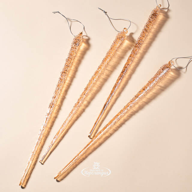 Елочные игрушки Сосульки Брайид 30 см, 4 шт, стекло Winter Deco
