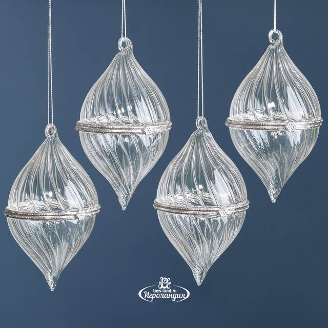 Елочные игрушки-шкатулки Portagioie Elegante 15 см, 3 шт, стекло, уцененные Winter Deco