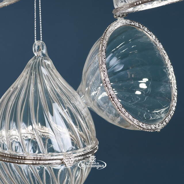 Елочные игрушки-шкатулки Portagioie Elegante 15 см, 3 шт, стекло, уцененные Winter Deco