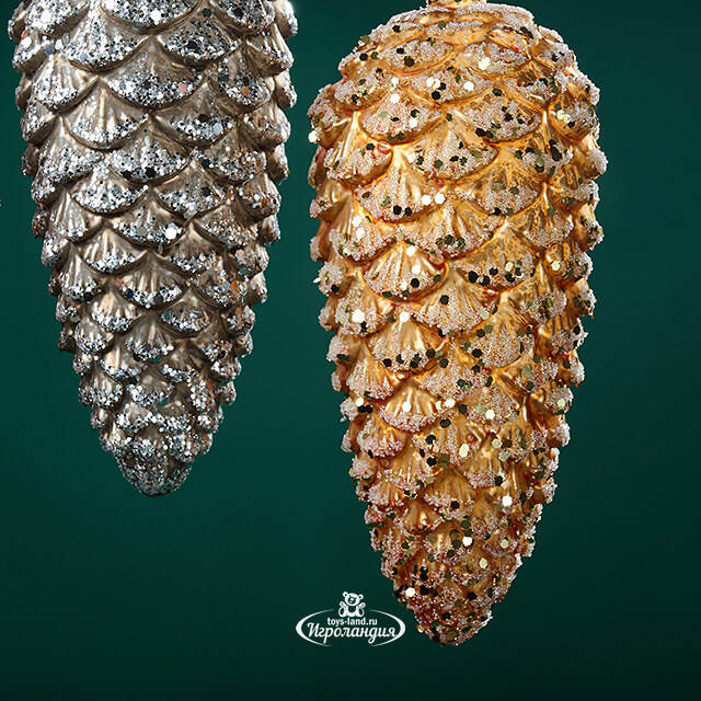 Елочные игрушки Шишки - Diamanti Foresta 20 см, 4 шт, стекло, уцененные Winter Deco