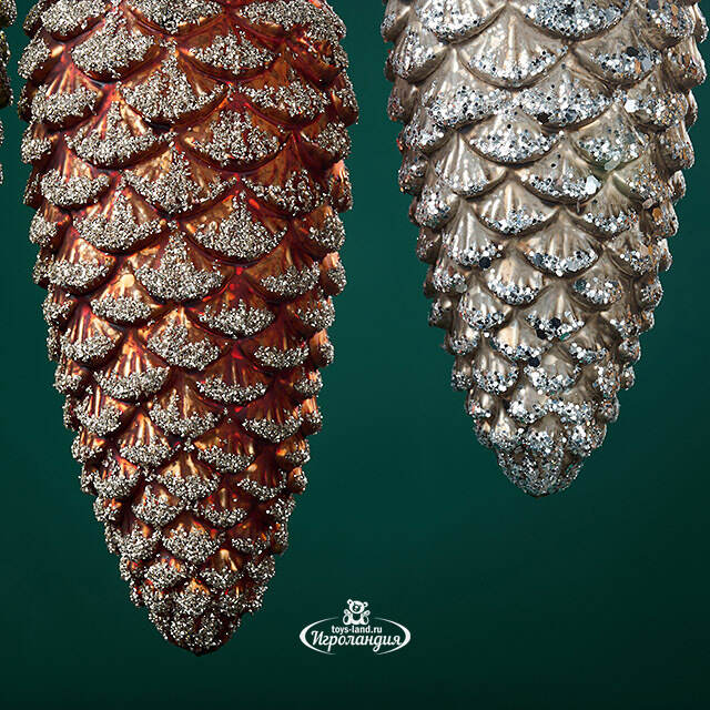 Елочные игрушки Шишки - Diamanti Foresta 20 см, 4 шт, стекло, уцененные Winter Deco