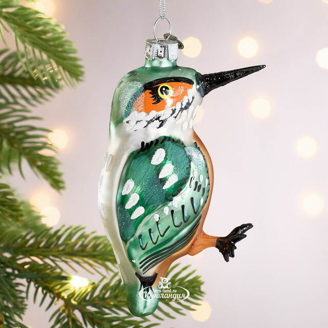 Елочная игрушка Птица Зимородок 11 см, стекло Winter Deco