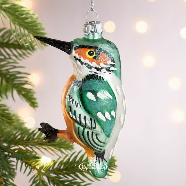 Елочная игрушка Птица Зимородок 11 см, стекло Winter Deco