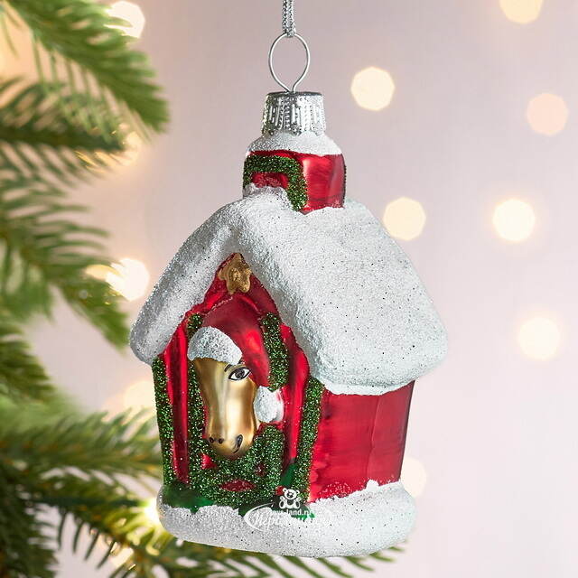 Елочная игрушка Новогодняя Конюшня 10 см, стекло Winter Deco