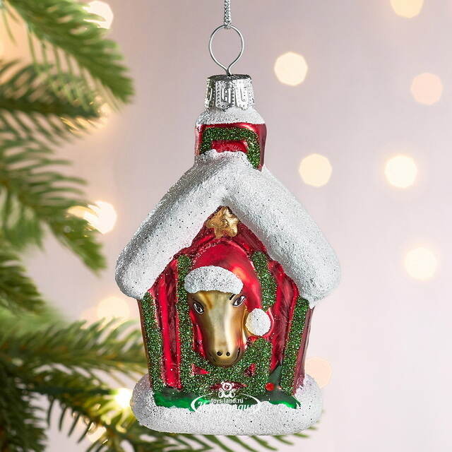 Елочная игрушка Новогодняя Конюшня 10 см, стекло Winter Deco