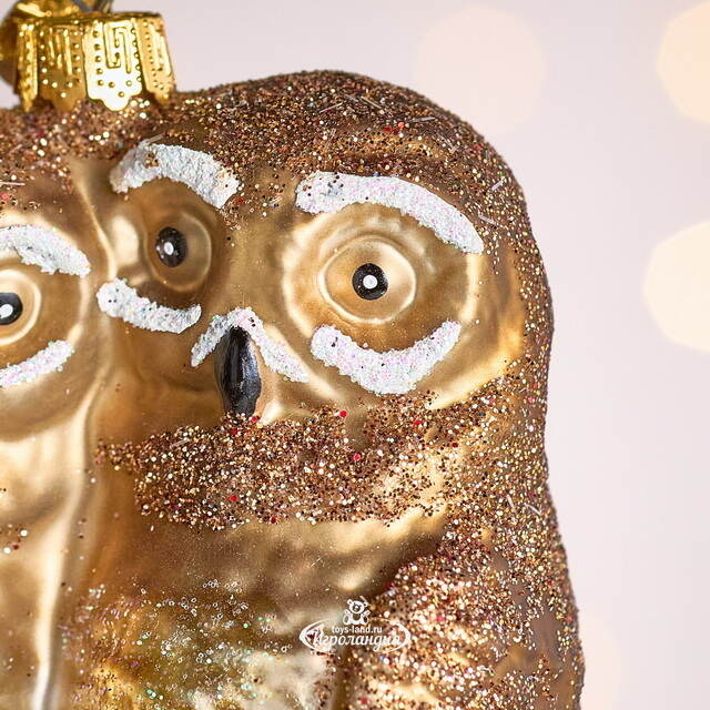 Елочная игрушка Полярные Совы на ветке 10 см в подарочной коробке, стекло Winter Deco