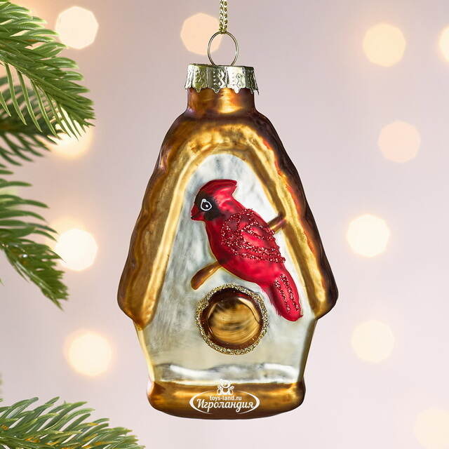 Елочная игрушка Скворечник для птиц - Лэндфорд 10 см, стекло Winter Deco