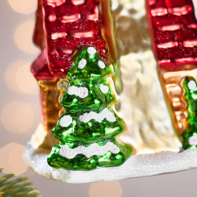Елочная игрушка Избушка из Донридж 12 см, стекло Winter Deco