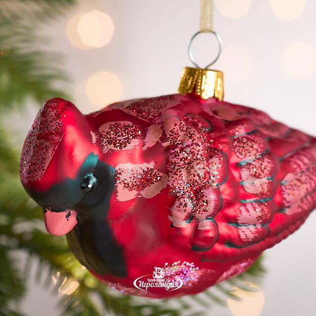 Елочная игрушка Птичка Кардинал - Гисланд 18 см, стекло Winter Deco