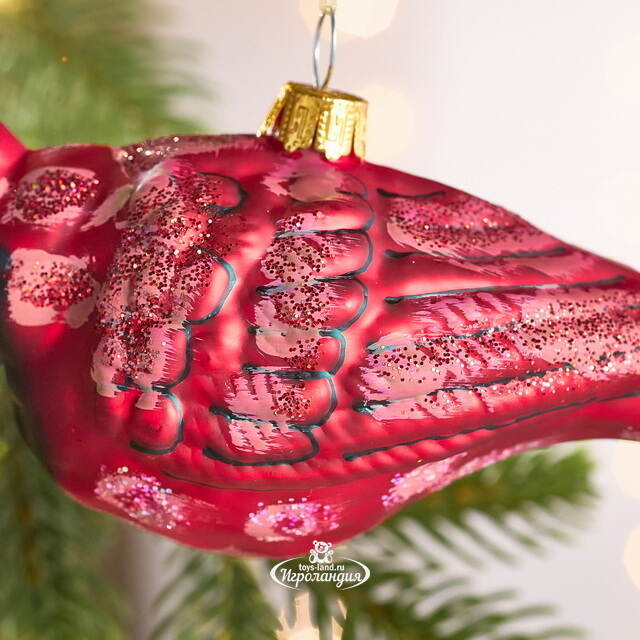 Елочная игрушка Птичка Кардинал - Гисланд 18 см, стекло Winter Deco