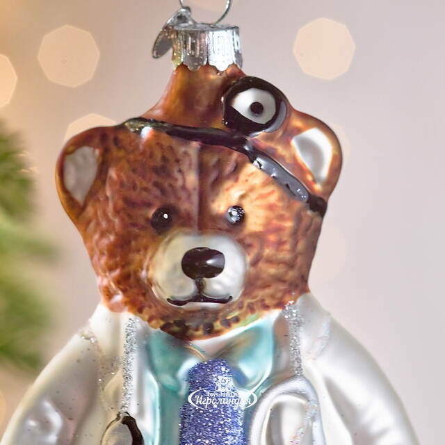 Елочная игрушка Мишка Доктор 13 см в подарочной коробке, стекло Winter Deco